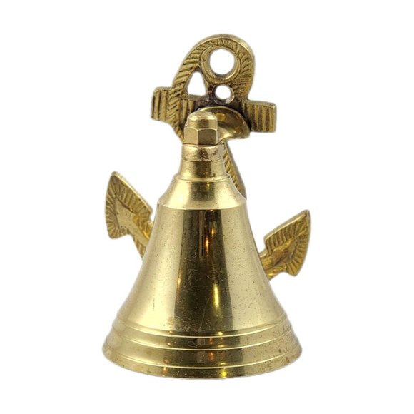 Nautical Decor Antique Anchor Bell Maritime Brass Bronze Wall Mount India 4" - Picture 2 of 5